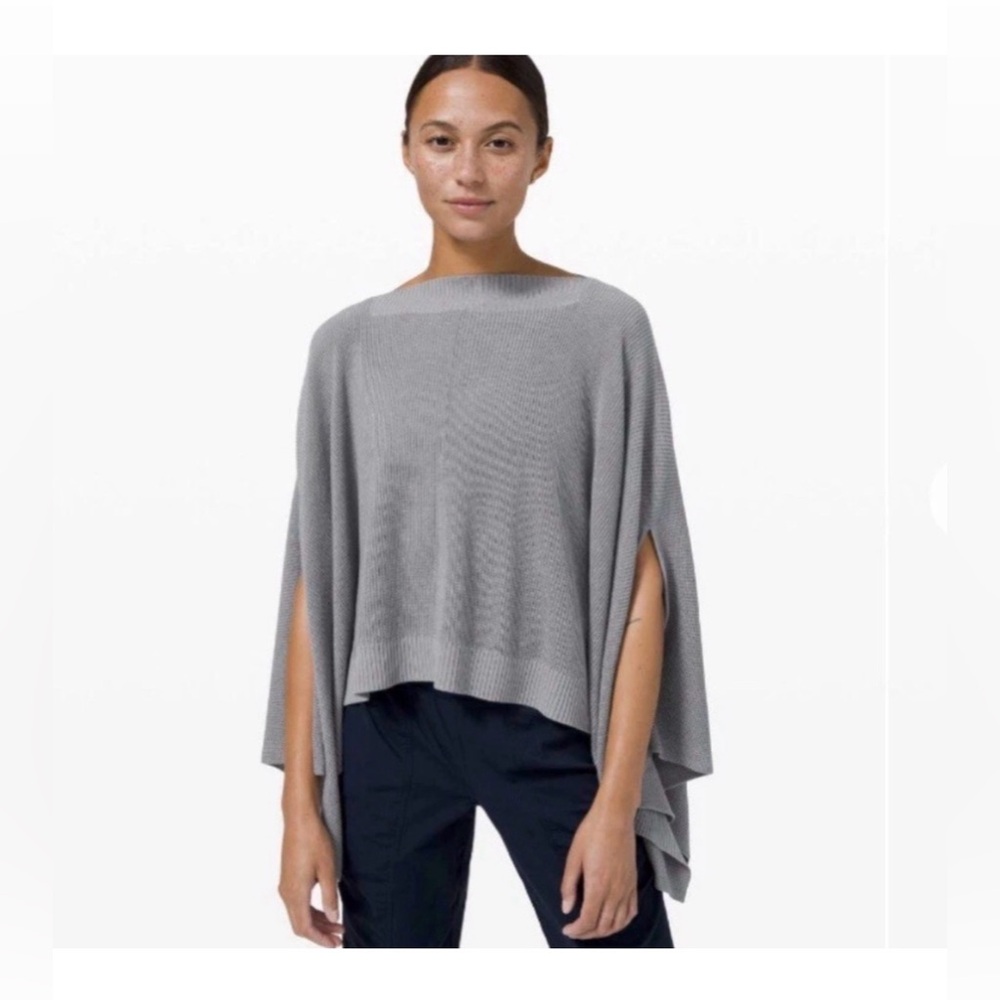 Lululemon OS Light Gray Women Knit Layering Minimalist Versatile Poncho Sweater